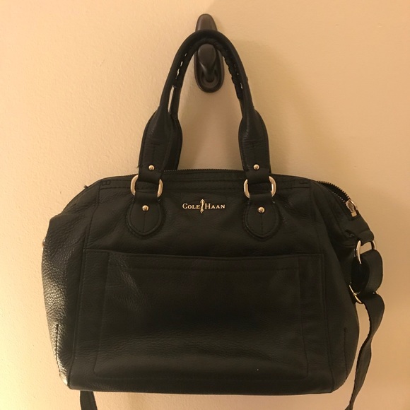 Cole Haan Black Leather Satchel Handbag - Picture 1 of 13
